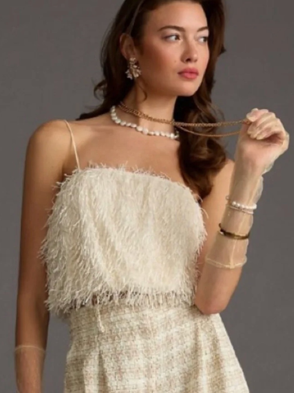 Anthropologie Fringe Sequin Camisole